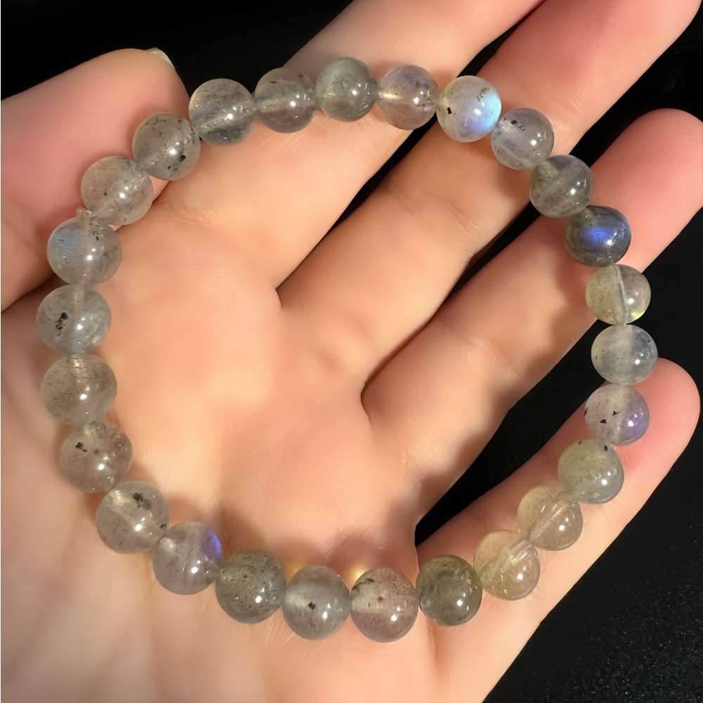DANILU’S COLLECTION | Labradorite Natural Semi Precious Stone Elastic Bracelet